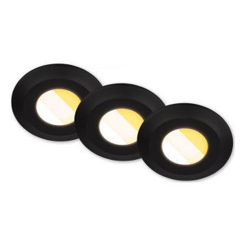 Briloner 7588035 - Lot de 3 plafonniers encastrables LED pour salle de bains KLIRA LED/4,9W/230V 2500/3000/4000K IP44 noir
