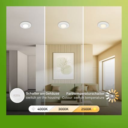 Briloner 7588036 - SET van 3 LED-inbouwspots voor badkamer KLIRA LED/4,9W/230V 2500/3000/4000K IP44 wit