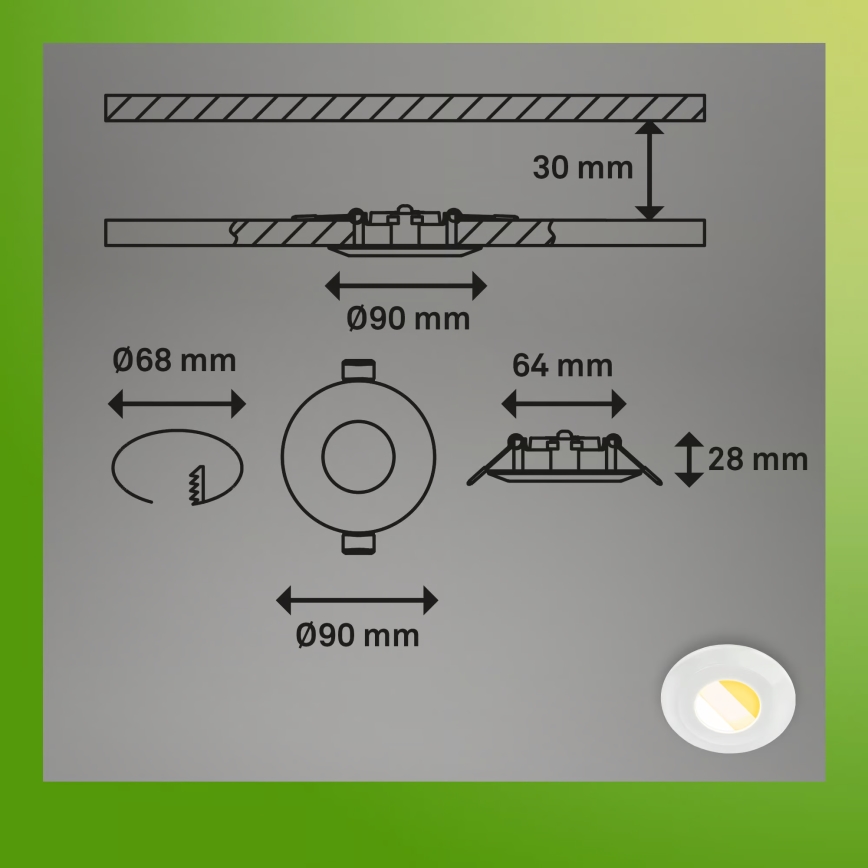 Briloner 7588036 - SET van 3 LED-inbouwspots voor badkamer KLIRA LED/4,9W/230V 2500/3000/4000K IP44 wit