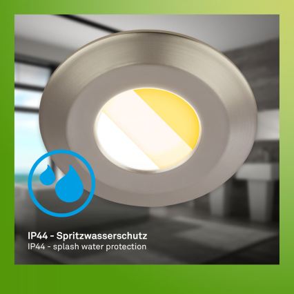 Briloner 7589032 - Set van 3 dimbare LED-inbouwspots voor de badkamer KLIRA LED/4,9W/230V IP44 mat chroom