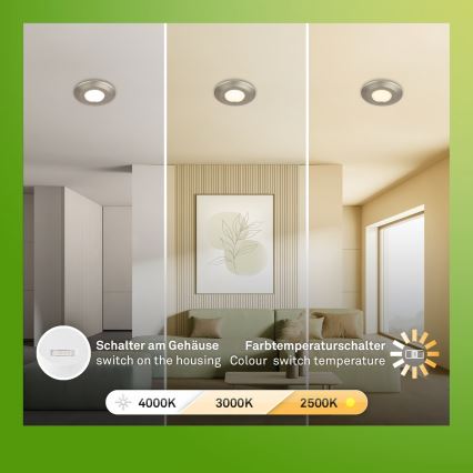 Briloner 7589032 - Set van 3 dimbare LED-inbouwspots voor de badkamer KLIRA LED/4,9W/230V IP44 mat chroom