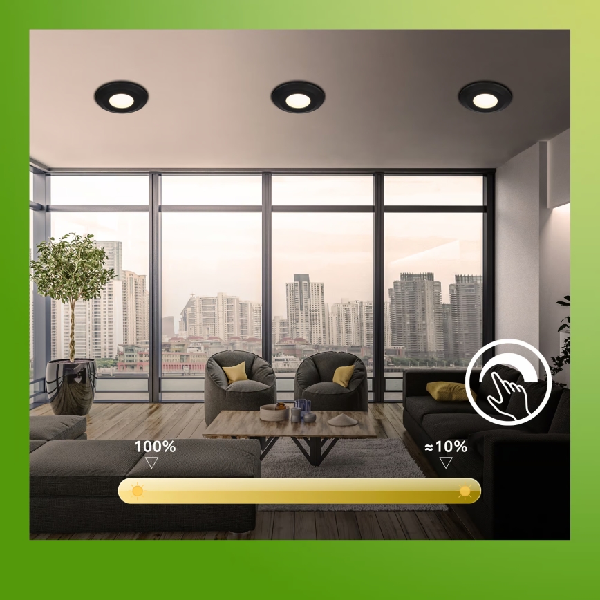 Briloner 7589035 - Lot de 3 spots LED encastrables dimmables pour salle de bains KLIRA 1xLED/4,9W/230V 2500/3000/4000K IP44 noir