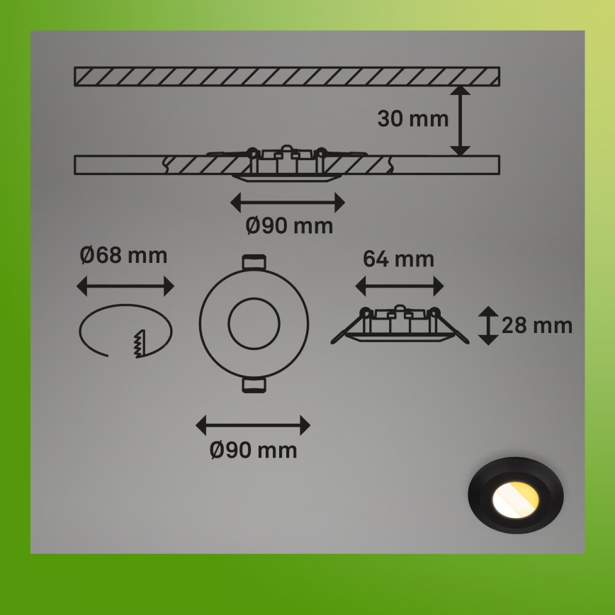 Briloner 7589035 - SET 3xLED Dimbare inbouwspots voor badkamer KLIRA LED/4,9W/230V 2500/3000/4000K IP44 zwart