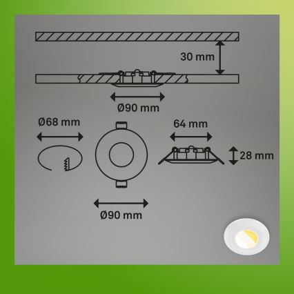 Briloner 7589036 - Lot de 3 spots encastrés LED dimmables pour salle de bains KLIRA LED/4,9W/230V 2500/3000/4000K IP44 blanc
