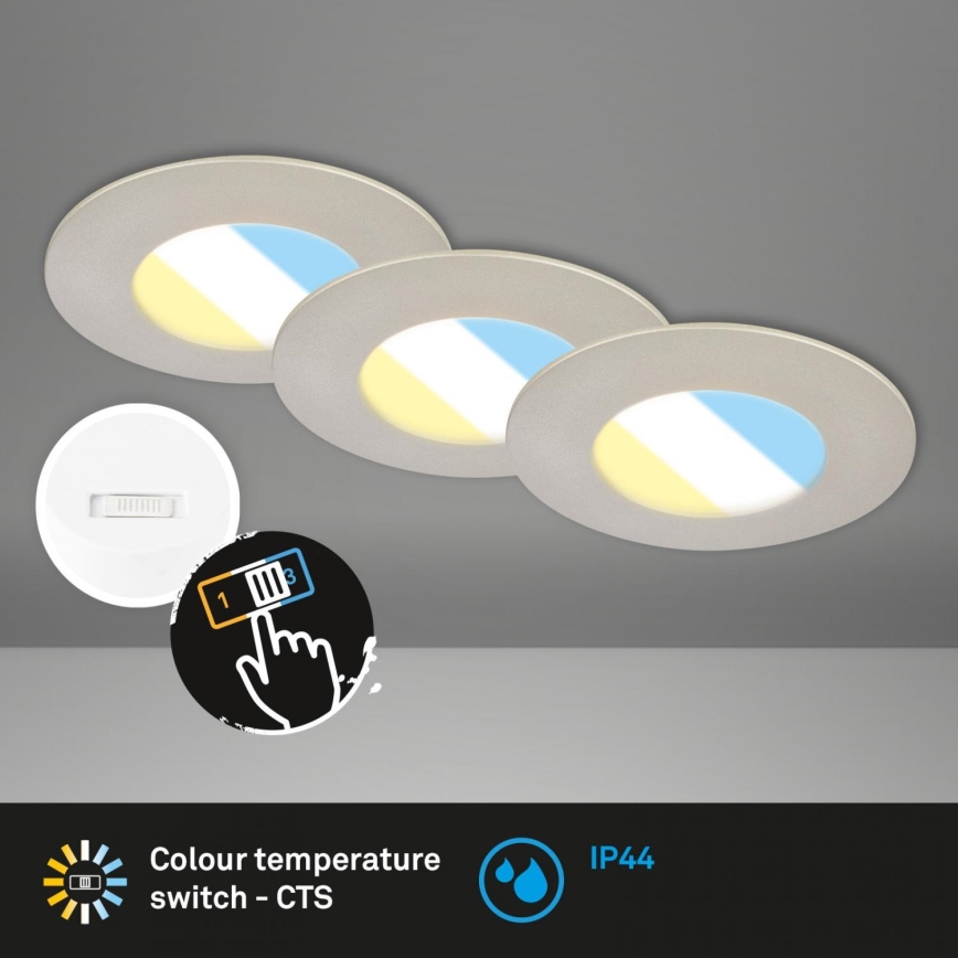 Briloner 7598032 - SET 3x Hangende LED Badkamer plafond verlichting LED/4,9W/230V IP44 2700/4000/6500K mat chroom