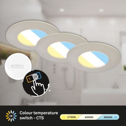 Briloner 7598032 - SET 3x Hangende LED Badkamer plafond verlichting LED/4,9W/230V IP44 2700/4000/6500K mat chroom