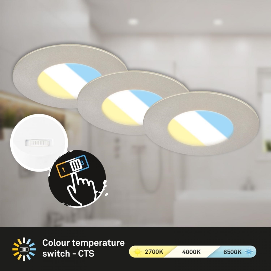 Briloner 7598032 - SET 3x Hangende LED Badkamer plafond verlichting LED/4,9W/230V IP44 2700/4000/6500K mat chroom