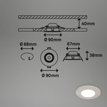 Briloner 7598032 - SET 3x Hangende LED Badkamer plafond verlichting LED/4,9W/230V IP44 2700/4000/6500K mat chroom