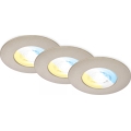 Briloner 7605032 - Lot de 3 spots encastrés LED pour salle de bains 3xLED/4,9W/230V IP44 chrome mat