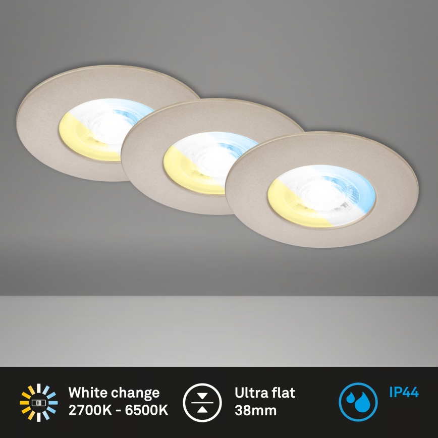 Briloner 7605032 - SET 3xLED badkamer inbouwspot LED/4,9W/230V 2700/4000/6500K IP44 mat chroom
