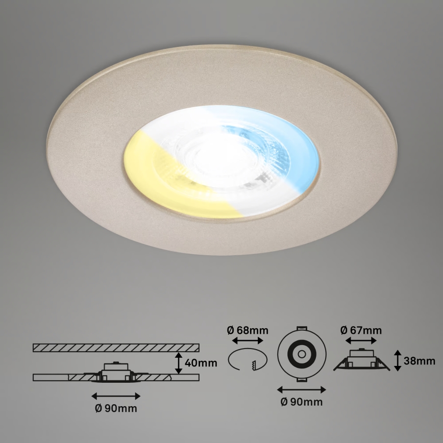Briloner 7605032 - Set van 3 LED-inbouwspots voor de badkamer 3xLED/4,9W/230V 2700/4000/6500K IP44 mat chroom