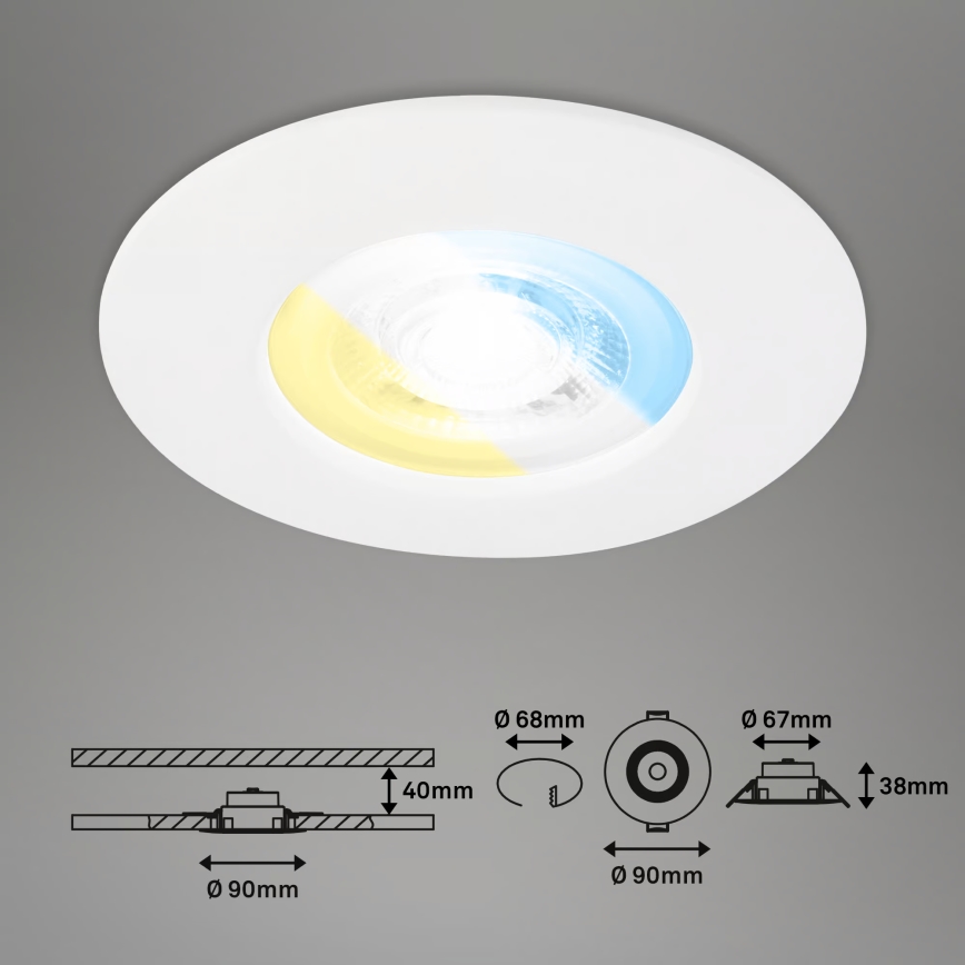 Briloner 7605036 - Lot de 3 spots encastrés pour salle de bains 3xLED/4,9W/230V IP44 blanc
