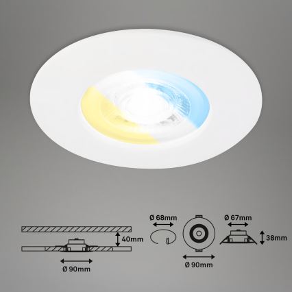 Briloner 7605036 - SET 3x LED badkamer inbouwspots LED/4,9W/230V 2700/4000/6500K IP44 wit