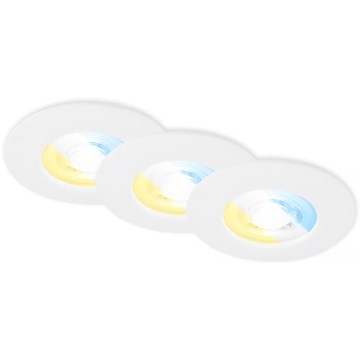 Briloner 7605036 - Set van 3 badkamer inbouwspots (LED), 3xLED/4,9W/230V, 2700/4000/6500K, IP44, wit