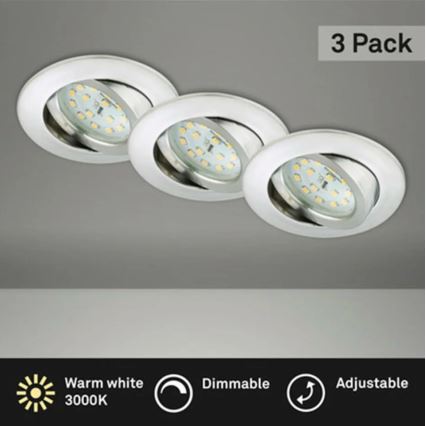 Briloner 8317-039-LOT 3x Luminaire de salle de bain encastrable à intensité variable LED/5,5W/230V IP23