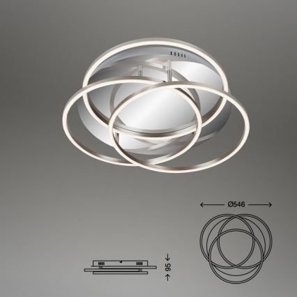 Briloner - Dimbare LED plafondlamp FRAMES LED/60W/230V glanzend chroom