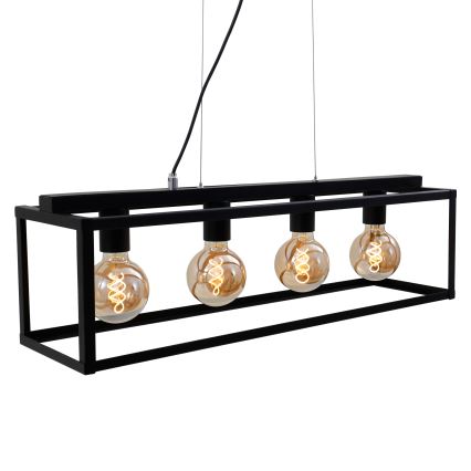 Briloner - Hanglamp aan een koord BLACK STEEL 4xE27/40W/230V