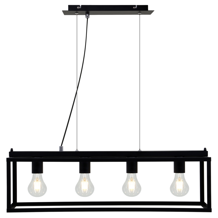 Briloner - Hanglamp aan een koord BLACK STEEL 4xE27/40W/230V