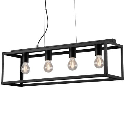 Briloner - Hanglamp aan een koord BLACK STEEL 4xE27/40W/230V