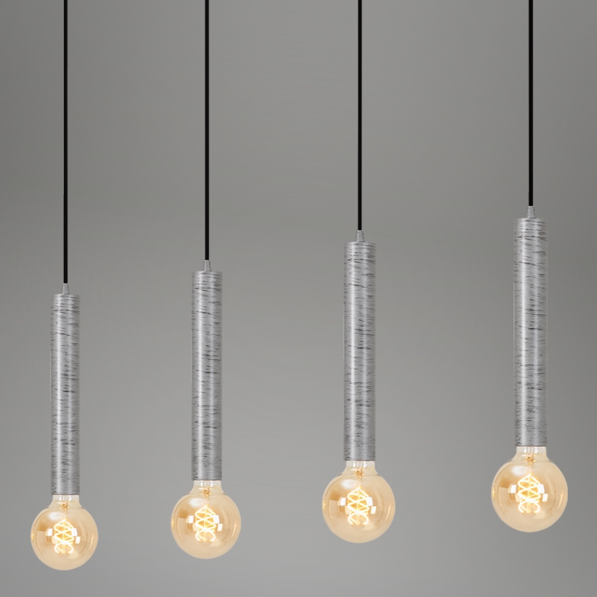 Briloner - Hanglamp aan een koord LONGA 4xE27/60W/230V zilver