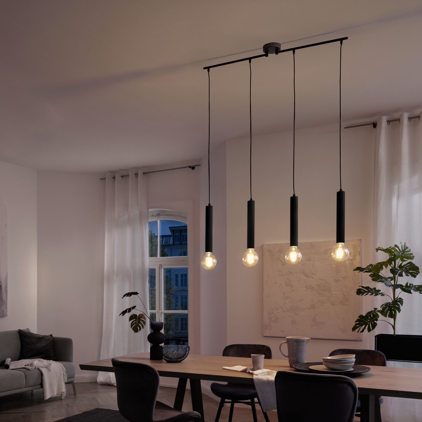 Briloner - Hanglamp aan een koord LONGA 4xE27/60W/230V zwart