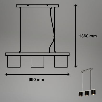 Briloner - Hanglamp aan een koord LURI 3xE14/25W/230V rubberen boom