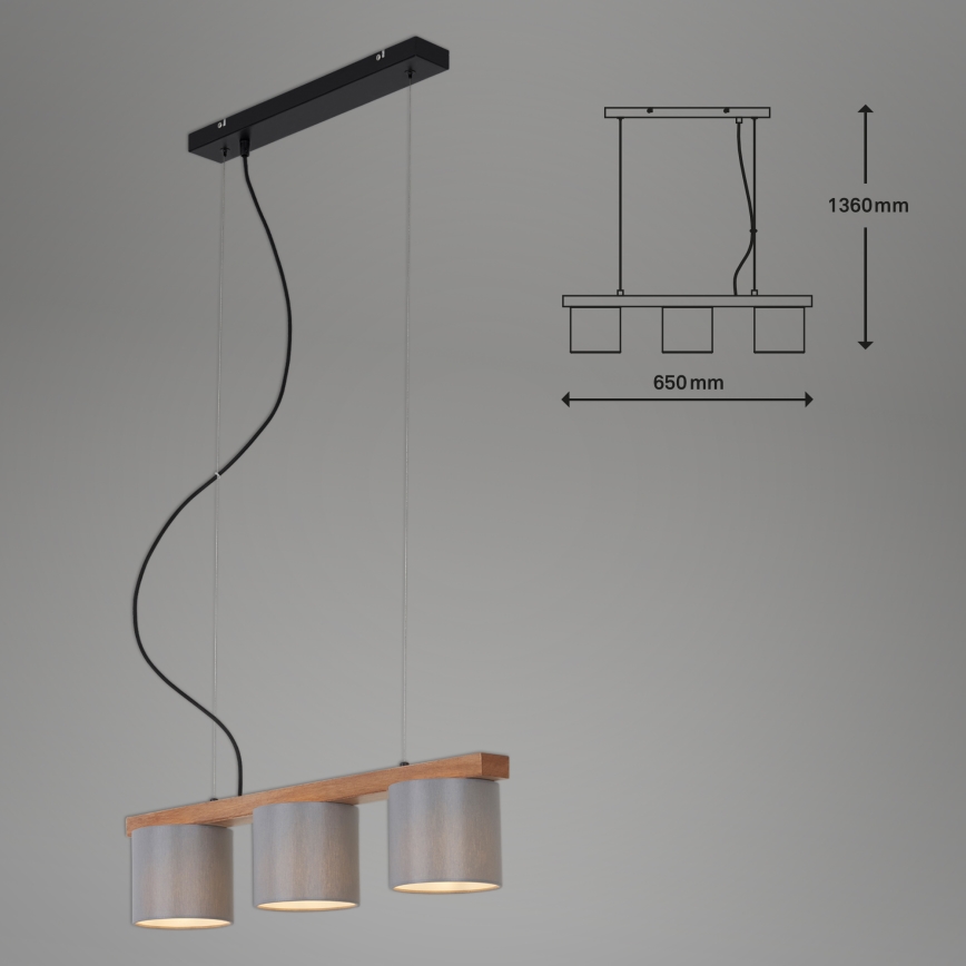 Briloner - Hanglamp aan een koord RHON 3xE14/25W/230V rubberen boom