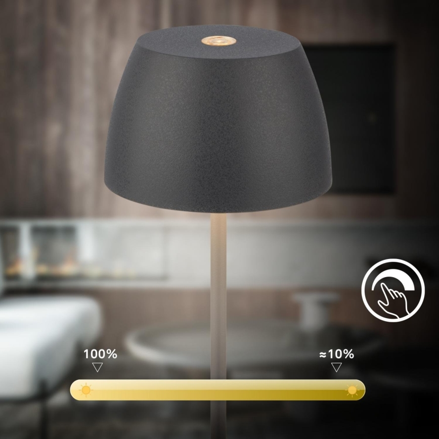 Briloner - Lampe de table d'extérieur tactile LED rechargeable et dimmable MINI LED/2,5W/5V IP44 1800 mAh anthracite