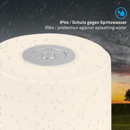 Briloner - Lampe de table d'extérieur LED tactile et dimmable, rechargeable LED/2W/5V 2700K IP44 1200 mAh chrome mat