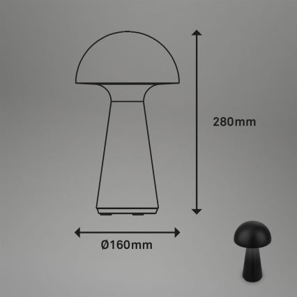 Briloner - Lampe de table d'extérieur tactile dimmable à LED, rechargeable LED/2,6W/5V 3000K IP44 2000 mAh noire