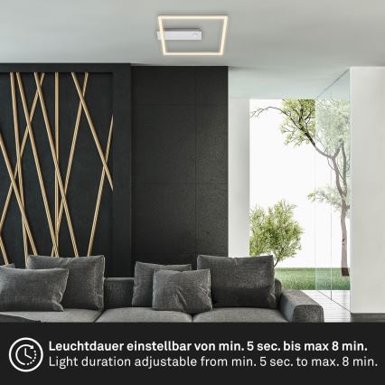 Briloner - LED plafondlamp met bewegings- en schemersensor FRAME LED/14W/230V 3000K 30x32 cm mat chroom