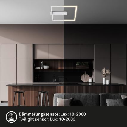 Briloner - LED plafondlamp met bewegings- en schemersensor FRAME LED/14W/230V 3000K 30x32 cm mat chroom