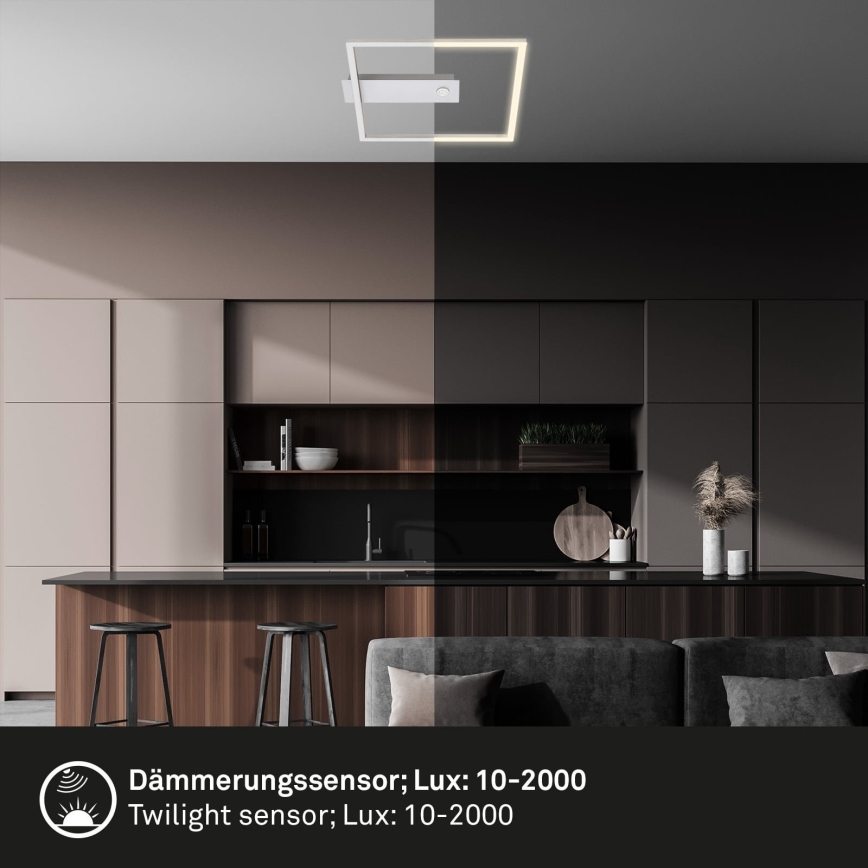 Briloner - LED plafondlamp met bewegings- en schemersensor FRAME LED/14W/230V 3000K 30x32 cm mat chroom