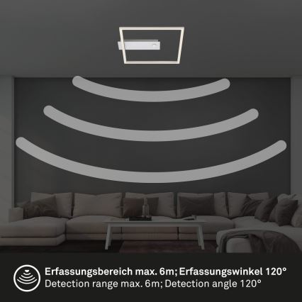 Briloner - LED plafondlamp met bewegings- en schemersensor FRAME LED/14W/230V 3000K 30x32 cm mat chroom