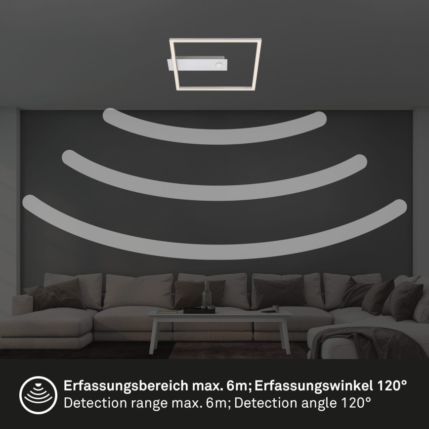Briloner - LED plafondlamp met bewegings- en schemersensor FRAME LED/14W/230V 3000K 30x32 cm mat chroom