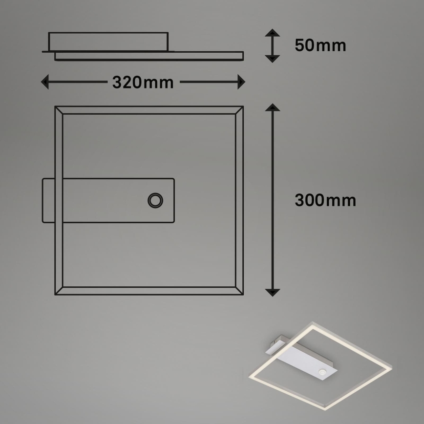 Briloner - LED plafondlamp met bewegings- en schemersensor FRAME LED/14W/230V 3000K 30x32 cm mat chroom