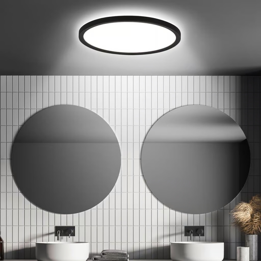 Briloner - LED plafondlamp voor badkamer met bewegingssensor MOVE LED/18W/230V IP44 Ø 29 cm zwart