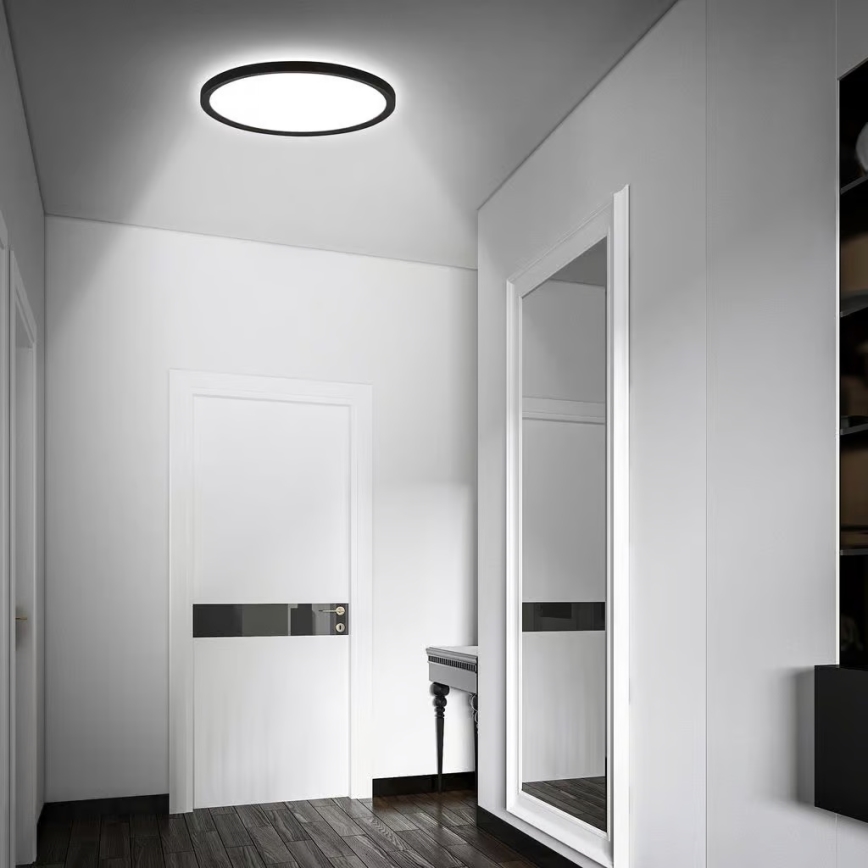 Briloner - LED plafondlamp voor badkamer met bewegingssensor MOVE LED/18W/230V IP44 Ø 29 cm zwart