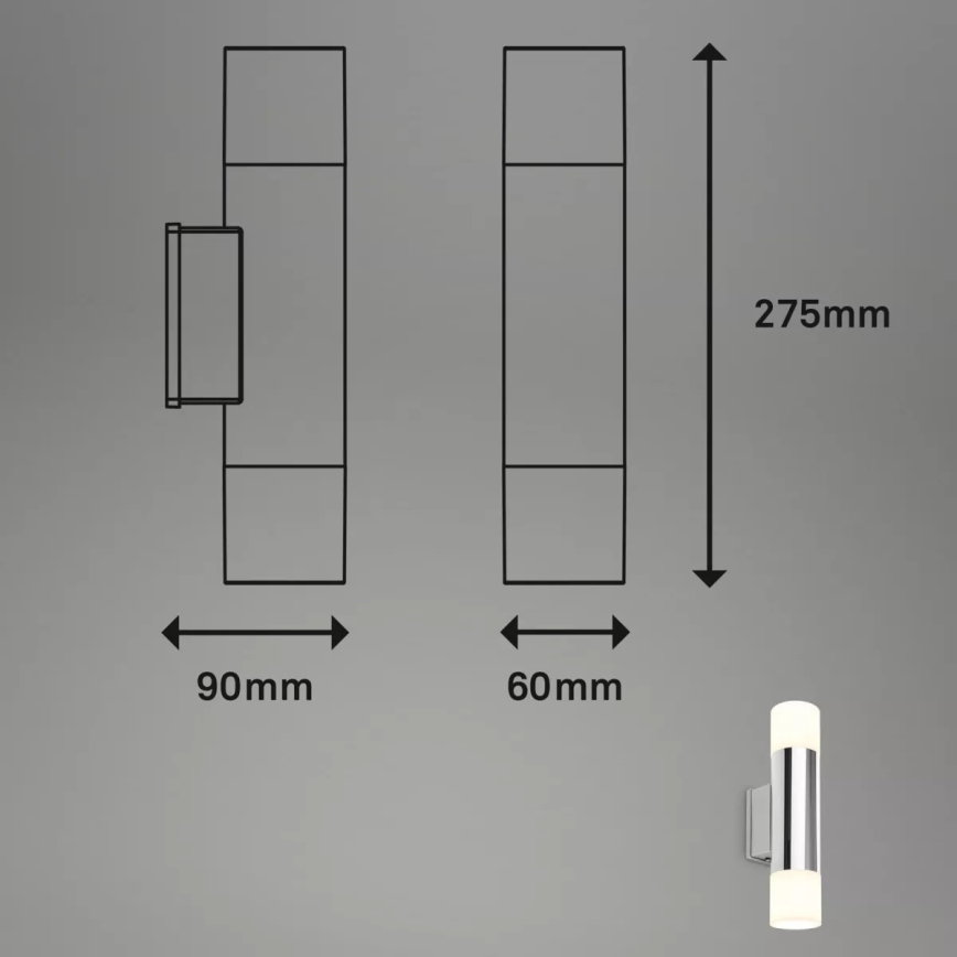 Briloner - LED badkamerwandlamp 2xGU10/4,8W/230V IP44 3000K glanzend chroom