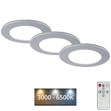 Briloner - LOT 3x Luminaire de salle de bain encastrable à intensité variable LED/4,8W/230V 3000-6500K IP44 + télécommande