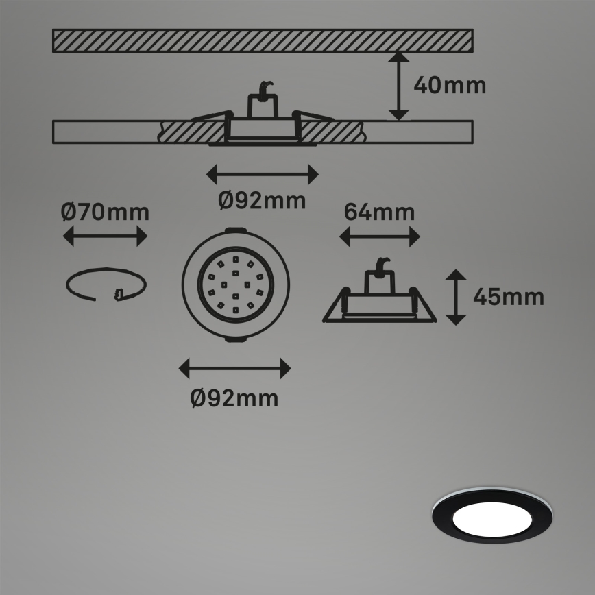 Briloner - LOT 3x Luminaire encastrable de salle de bain RGBW à intensité variable LED/4,8W/230V 3000-6500K IP65 + télécommande