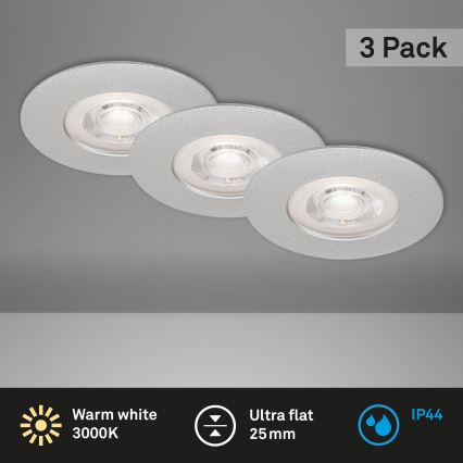 Briloner- LOT 3x Spot encastrable de salle de bain LED LED/4,9W/230V IP44 argent