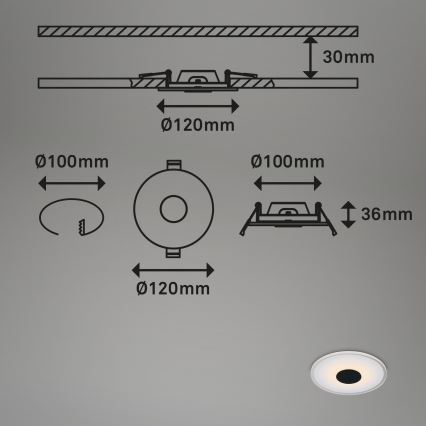 Briloner - LOT 3x Spot encastrable de salle de bain LED LED/6W/230V IP44 noir