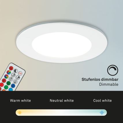 Briloner - LOT x3 Spot de salle de bain RGBW encastrable à intensité variable LED/4,8W/230V 3000-6500K IP65 + télécommande