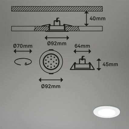 Briloner - LOT x3 Spot de salle de bain RGBW encastrable à intensité variable LED/4,8W/230V 3000-6500K IP65 + télécommande