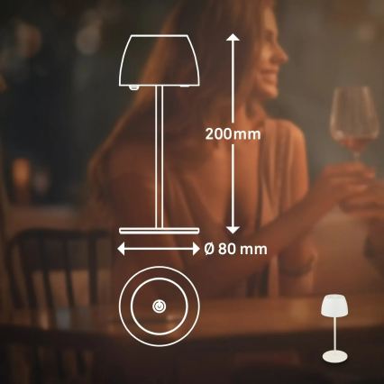 Briloner - Lampe de table d'extérieur tactile, rechargeable et à intensité variable MINI LED/2,5W/5V IP44 1800 mAh blanche