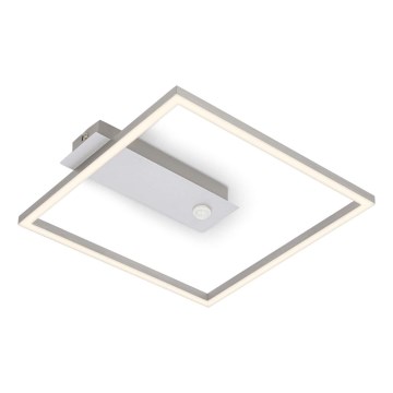 Briloner - Plafonnier LED avec détecteur de mouvement et capteur crépusculaire FRAME LED/14W/230V 3000K 30x32 cm chrome mat