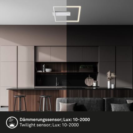 Briloner - Plafonnier LED avec détecteur de mouvement et capteur crépusculaire FRAME LED/14W/230V 3000K 30x32 cm chrome mat