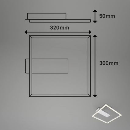 Briloner - Plafonnier LED FRAME, 14 W, 230 V, 3000 K, 30 x 32 cm, chrome mat