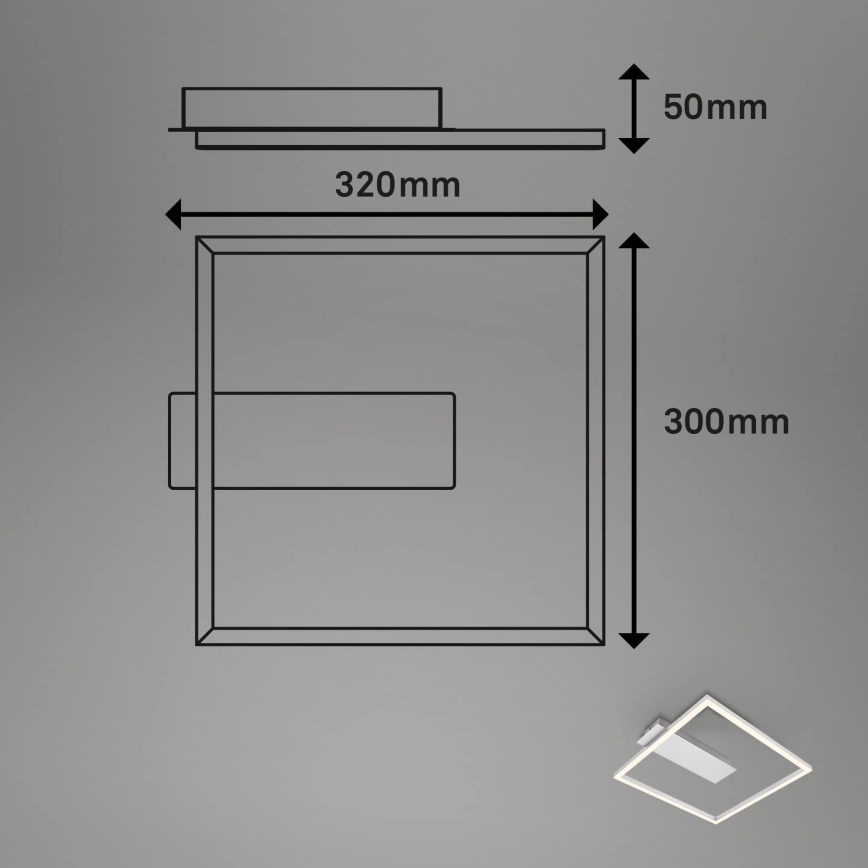 Briloner - Plafonnier LED FRAME, 14 W, 230 V, 3000 K, 30 x 32 cm, chrome mat